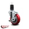 Service Caster 4'' Red Poly Swivel 1-5/8'' Expanding Stem Caster with Brake SCC-EX20S414-PPUB-RED-TLB-158 - alternate 3